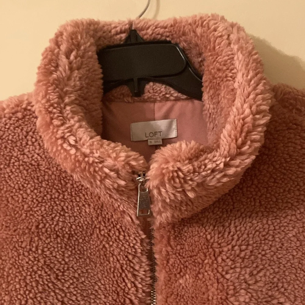 Loft Faux Fur Pink Winter Bomber Coat Size XL women’s NWT - Picture 8 of 12